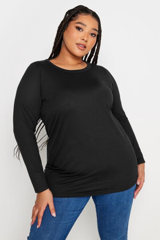 YOURS 3 PACK Plus Size Pink & Black Long Sleeve Tops | Yours Clothing 4