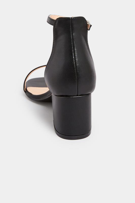 PixieGirl Black Mid Block Heel Sandals In Standard Fit | PixieGirl 4