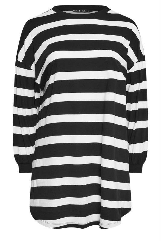 YOURS Plus Size Black & White Oversized Stripe Print Tunic Dress | Yours Clothing 6