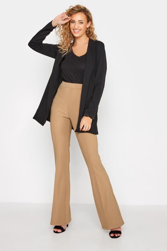 LTS Tall Camel Brown Ribbed Kick Flare Trousers 2