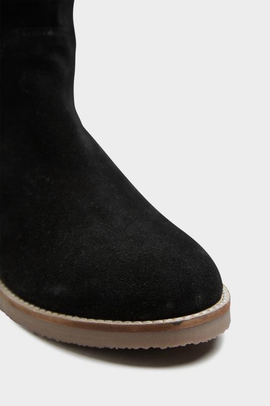 LTS Black Suede Knee High Boots In Standard D Fit 4