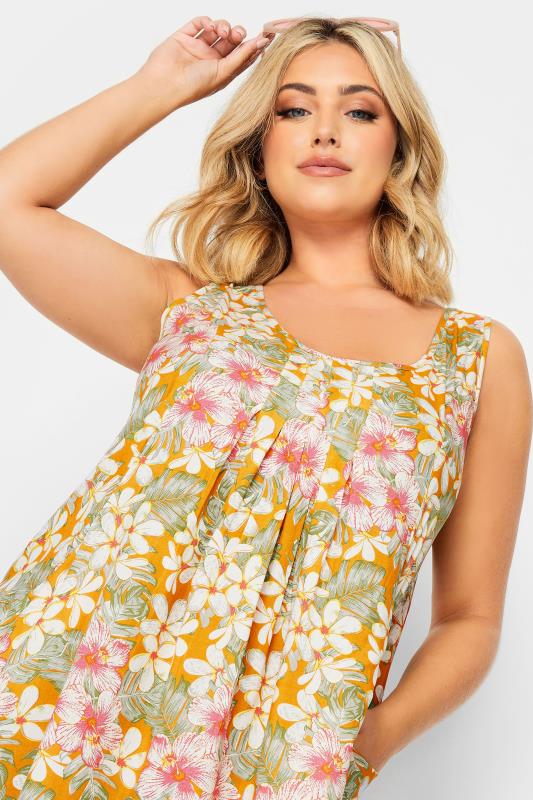 YOURS Plus Size Orange Tropical Print Pocket Dress | Yours Clothing 4