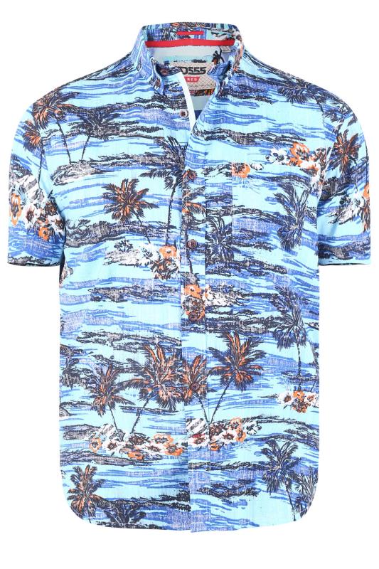 D555 Big & Tall Light Blue Hawaiian Print Shirt | BadRhino 2
