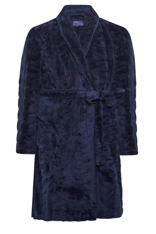 BadRhino Big & Tall Navy Blue Cable Dressing Gown | BadRhino 3