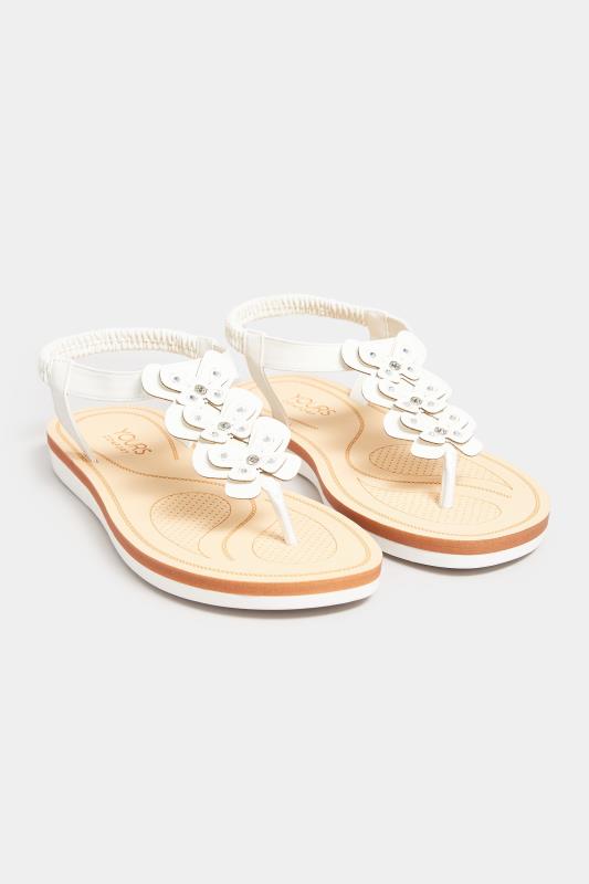 White Diamante Butterfly Sandals In Extra Wide EEE Fit | Yours Clothing 2