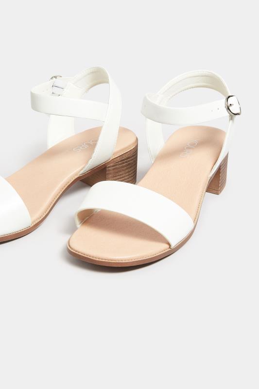 Plus Size White Block Strappy Low Heel Sandals In Extra Wide EEE Fit | Yours Clothing  5