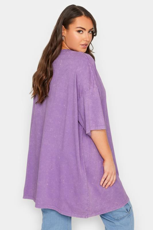 YOURS Plus Size Curve Purple Acid Wash Tunic T-Shirt | Yours Clothing  3