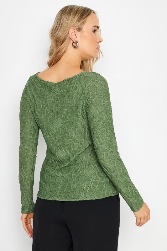 LTS Tall Green Textured Slash Neck Top | Long Tall Sally 4