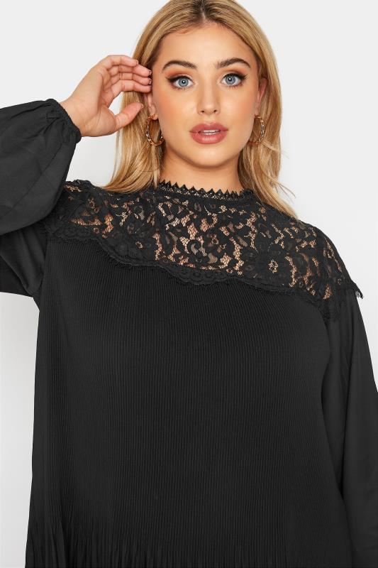 Plus Size YOURS LONDON Black Lace Pleat Tunic | Yours Clothing 4
