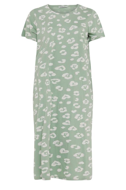 YOURS Plus Size Sage Green Leopard Print Nightdress | Yours Clothing  5