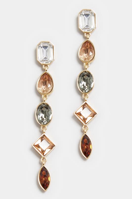 Gold Tone Diamante Crystal Statement Earrings | Yours Clothing 2