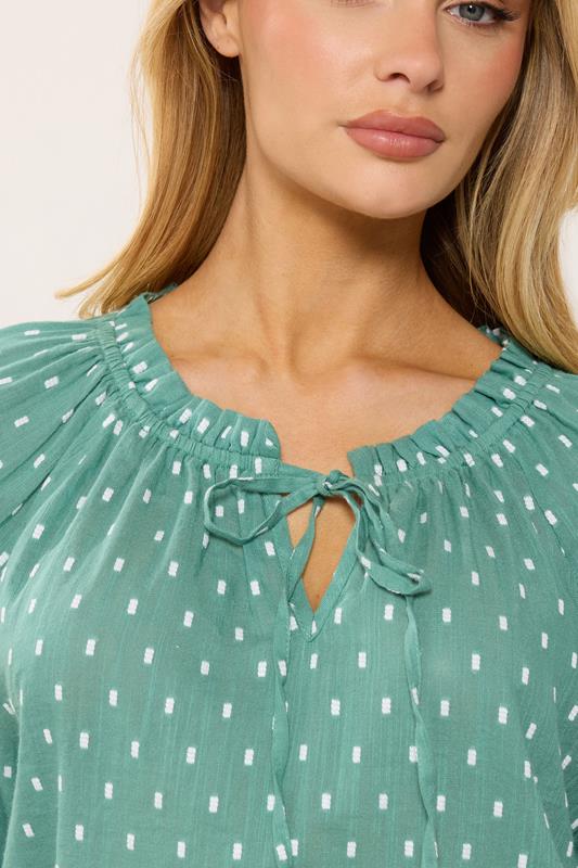M&Co Green Dobby Tie Neck Blouse | M&Co 4