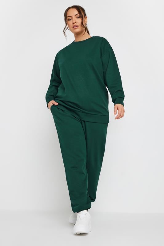 YOURS Plus Size Forest Green Crew Neck Sweatshirt | Yours Clothing 2