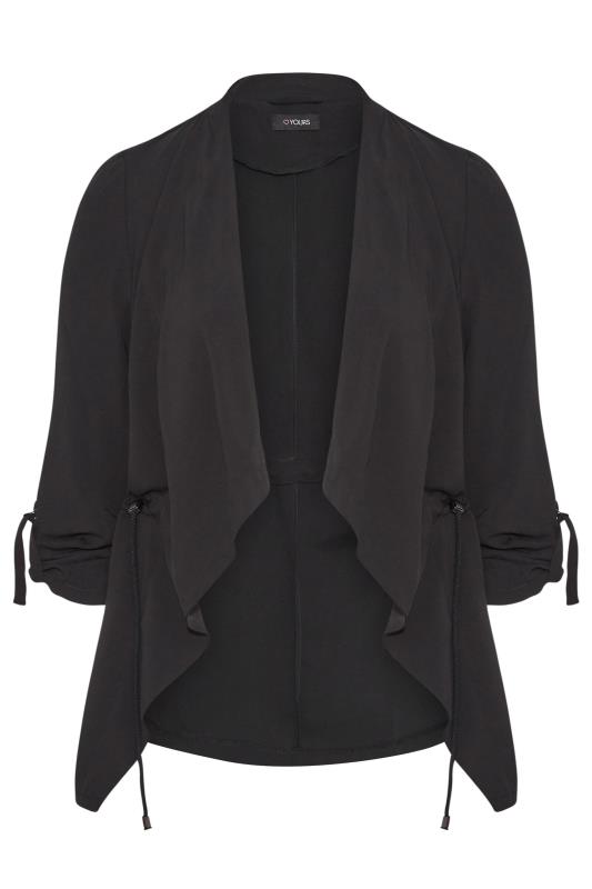 Plus Size Black Tab Sleeve Waterfall Jacket | Yours Clothing 6