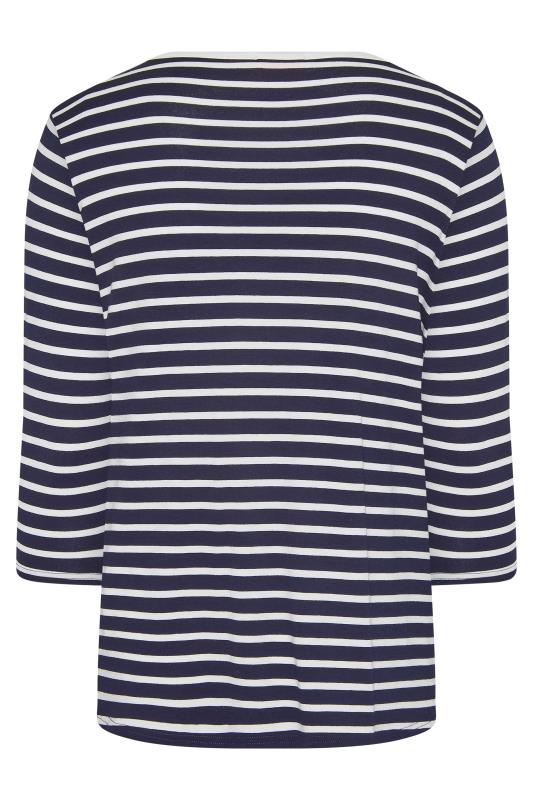 Plus Size BUMP IT UP MATERNITY Navy Blue & White Stripe Nursing Top | Yours Clothing 7