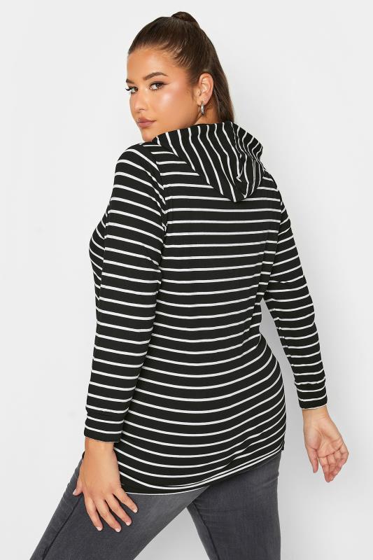 Plus Size Black Stripe Hoodie | Yours Clothing 3