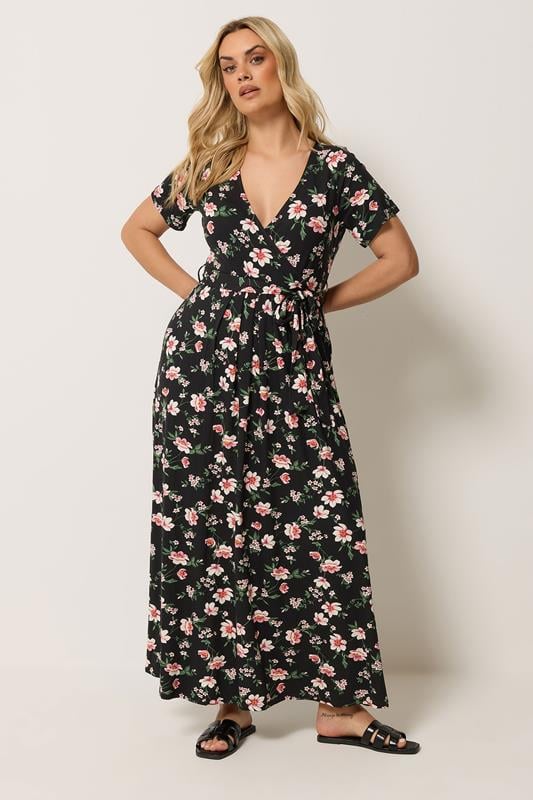  YOURS vestido floral de talla grande con escote cruzado