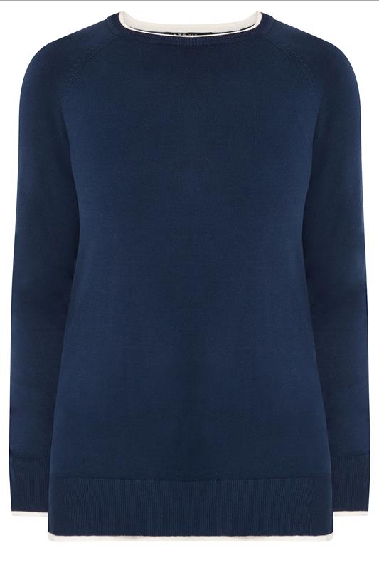 LTS Tall Women's Navy Blue Layered Knitted Jumper | Long Tall Sally 5