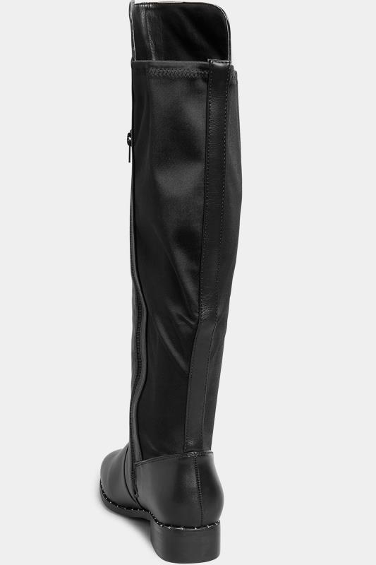 Black Studded Knee High Boots In Wide E Fit & Extra Wide EEE Fit | Yours Clothing 4
