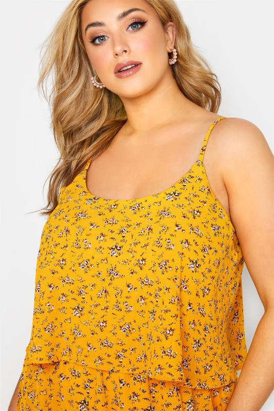YOURS LONDON Curve Yellow Ditsy Floral Overlay Dress 4