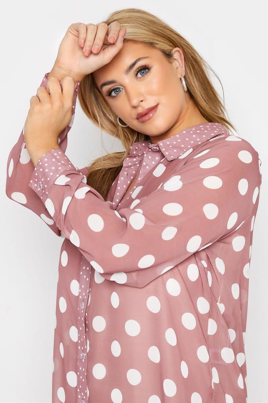 YOURS LONDON Curve Pink Polka Dot Boyfriend Shirt 4