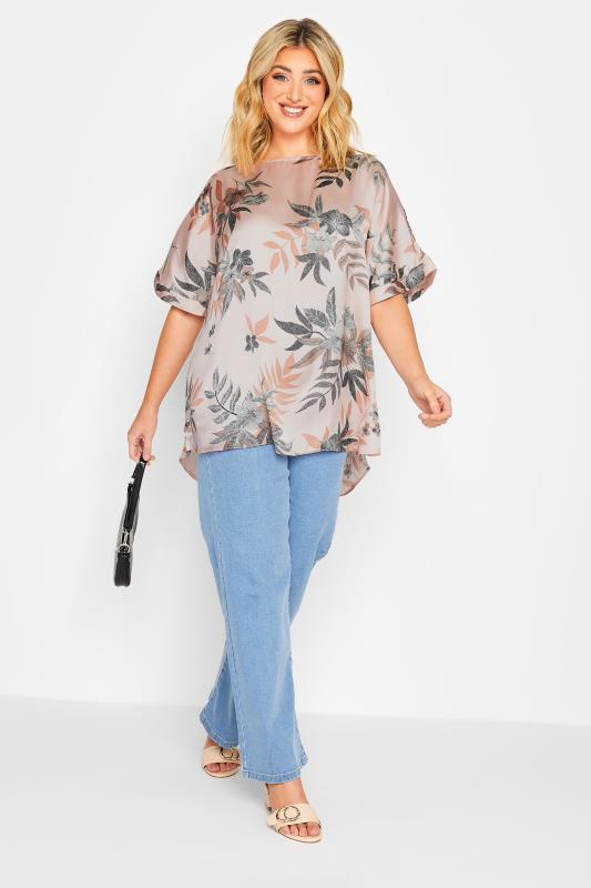 YOURS Plus Size Pink Floral Print Keyhole Back Blouse | Yours Clothing 2