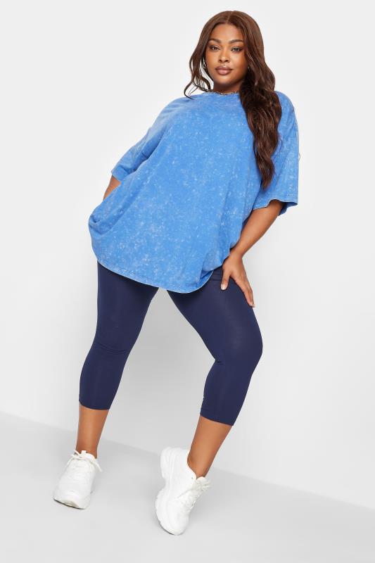 YOURS Curve Plus Size Navy Blue Cropped Leggings | Yours Clothing  1