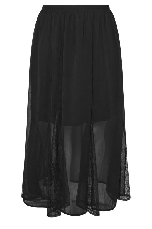 YOURS Plus Size Black Lace Godet Maxi Skirt | Yours Clothing  6