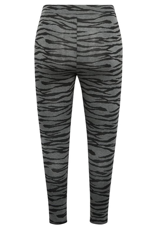 YOURS ACTIVE Plus Size Curve Grey & Black Zebra Print Leggings | Yours Clothing 8