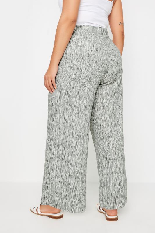 YOURS Plus Size Grey Abstract Print Textured Wide Leg Trousers | Yours Clothing 3