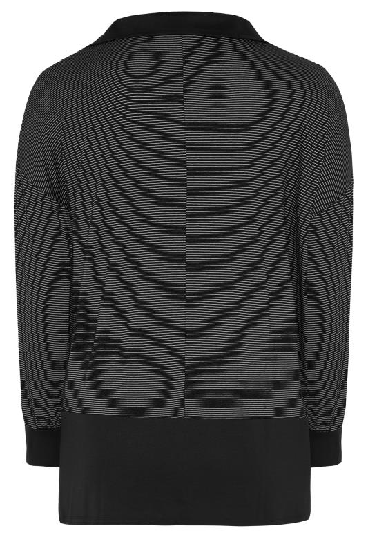 YOURS Plus Size Curve Black Stripe Polo Scoop Neck Top | Yours Clothing  7