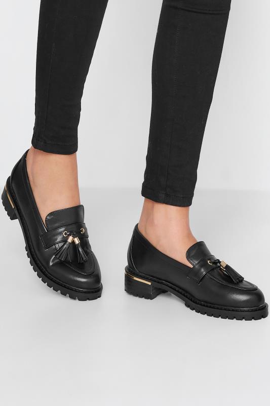LTS Black Tassel Loafers In Standard D Fit | Long Tall Sally 1