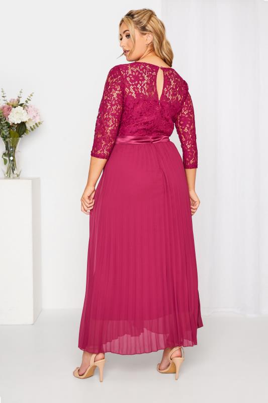 YOURS LONDON Curve Burgundy Red Lace Pleated Bridesmaid Maxi Dress_C.jpg