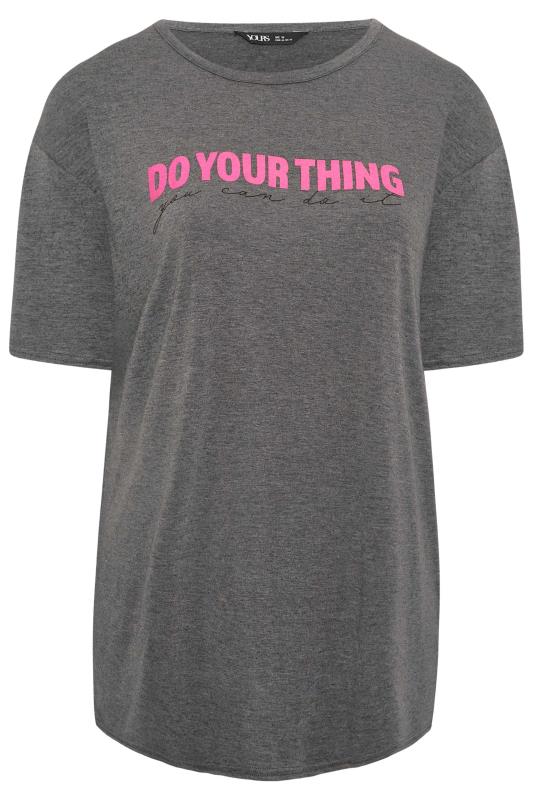 YOURS ACTIVE Plus Size Charcoal Grey 'Do Your Thing' Slogan Top | Yours Clothing 6