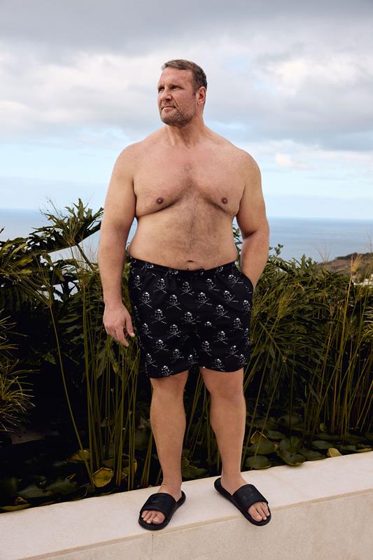 BadRhino Big & Tall Short de bain noir à imprimé tête de mort