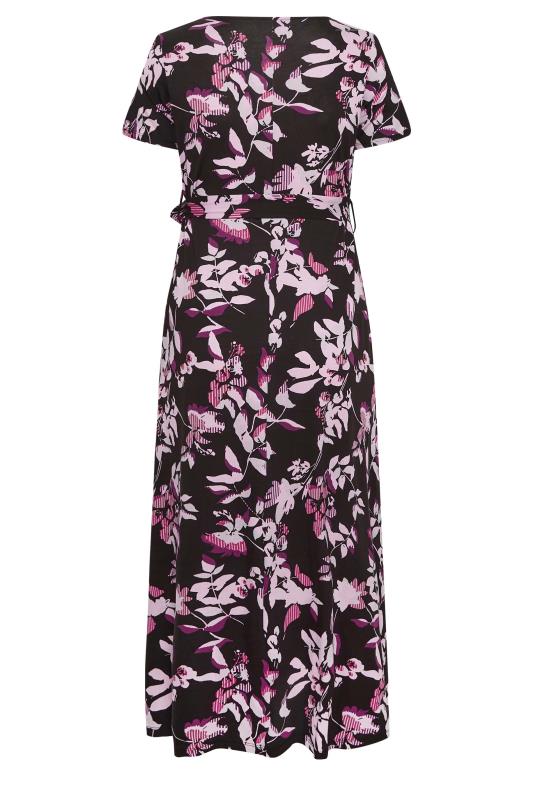 YOURS Curve Plus Size Black Leaf Print Wrap Maxi Dress | Yours Clothing  7