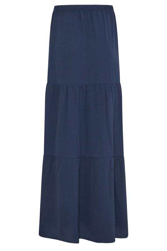 LTS Tall Navy Blue Tiered Crepe Maxi Skirt 5