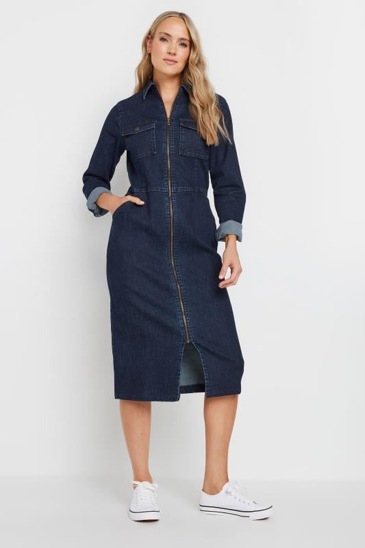 LTS Tall Navy Blue Denim Zip Through Dress | Long Tall Sally 2