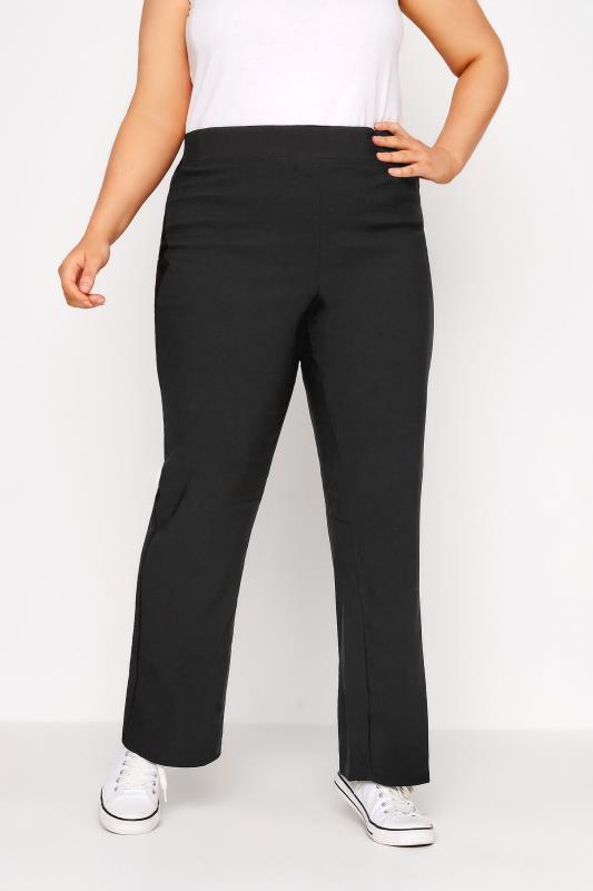 Plus Size Black Flared Trousers | Yours Clothing 1