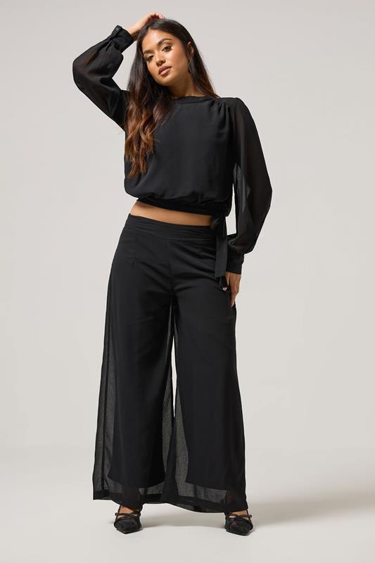 PixieGirl Petite Women's Black Chiffon Side Tie Blouse | PixieGirl 2