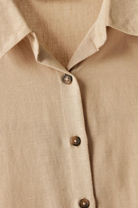 EVANS Plus Size Natural Brown Linen Shirt  | Yours Clothing 8