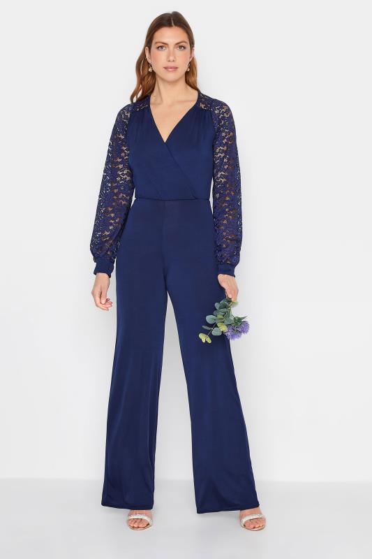 Tall Women's LTS Navy Blue Lace Back Jumpsuit | Long Tall Sally 2