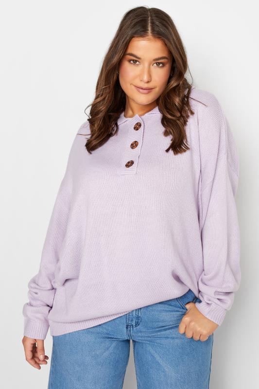  Grande Taille LTS Tall Lilac Purple Button Placket Jumper