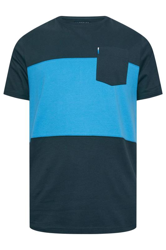 BadRhino Big & Tall Navy Blue Pocket Colour Block T-Shirt | BadRhino 3