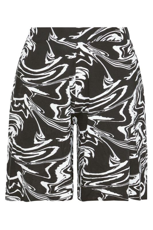 Curve Black Marble Print Jersey Pull On Shorts 4