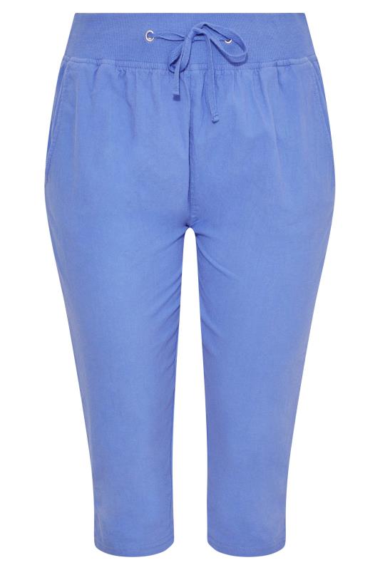 Plus Size Blue Cool Cotton Cropped Joggers | Yours Clothing 5