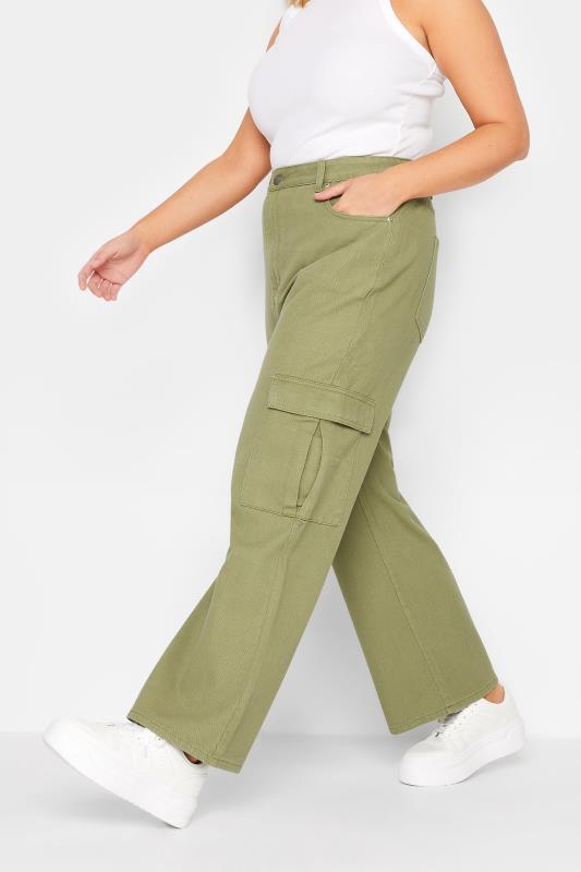 Plus Size Khaki Green Cargo Jeans | Yours Clothing 1
