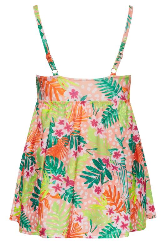 YOURS Curve Plus Size Pink Tropical Print Hanky Hem Swimdress | Yours Clothing  8