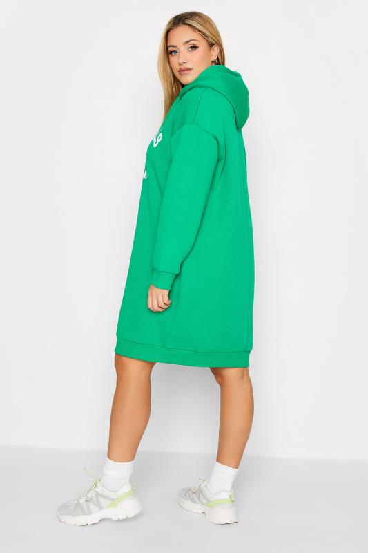 Plus Size Green 'Beverly Hills' Slogan Hoodie Dress | Yours Clothing 3