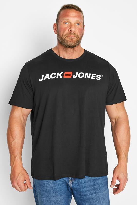 JACK & JONES Big & Tall Black Printed Logo T-Shirt 1